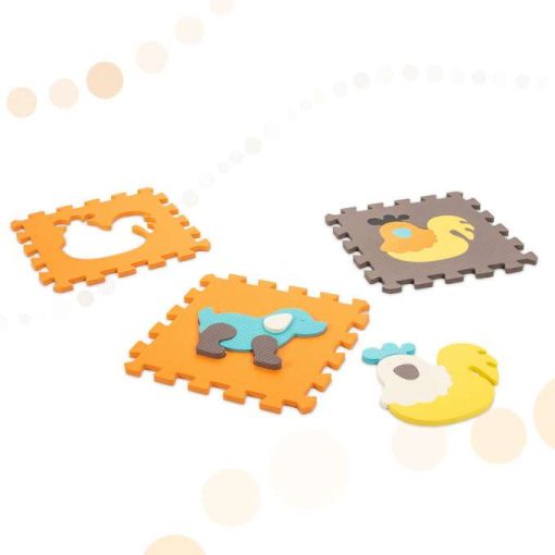 Habszivacs Kirakószőnyeg / Járóka Gyerekeknek 25db. Színes Állatok 114cm X 114cm X 1cm