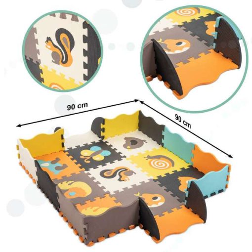 Habszivacs Kirakószőnyeg / Járóka Gyerekeknek 25db. Színes Állatok 114cm X 114cm X 1cm