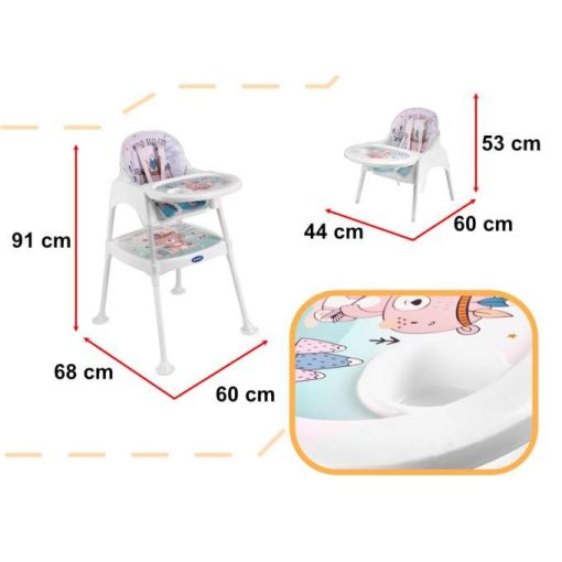 3 Az 1-ben Baba Etetőszék rózsaszín