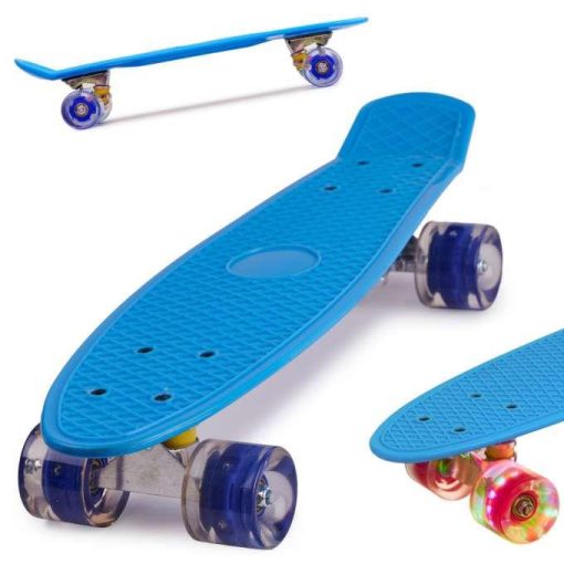 Penny Board Gördeszka Szilikon Kerekekkel, 56 Cm, Led -fény, Világoskék