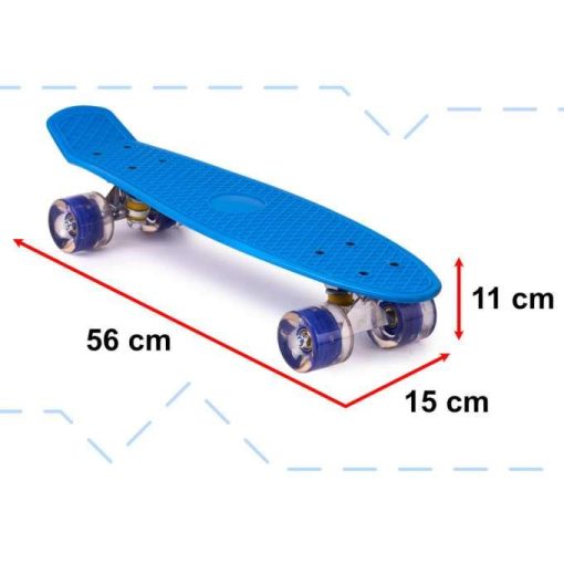 Penny Board Gördeszka Szilikon Kerekekkel, 56 Cm, Led -fény, Világoskék