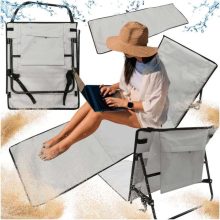 Összecsukható strandszőnyeg háttámlával, összecsukható nyugágy 2 az 1-ben, szürke táska