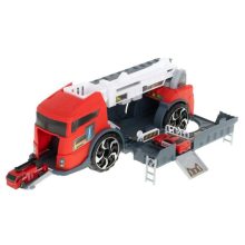 Szállító Teherautó Tir 2in1 Parkoló Vontató Tűzoltóság + 3 Autó Piros