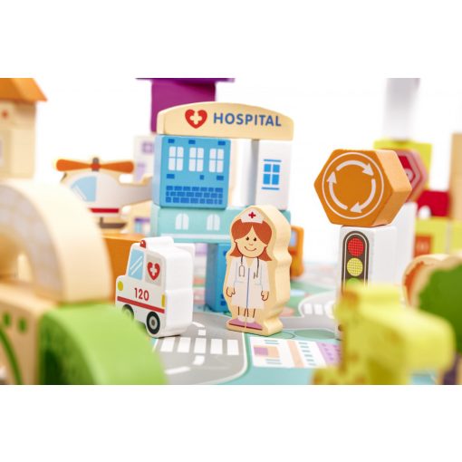 Fa Kockák- Város Építőkockák 120db