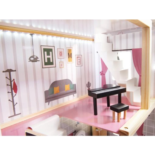 Fa Babaház Mdf + Bútor 78cm Fekete Led