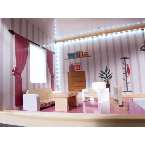 Fa Babaház Mdf + Bútor 78cm Fekete Led