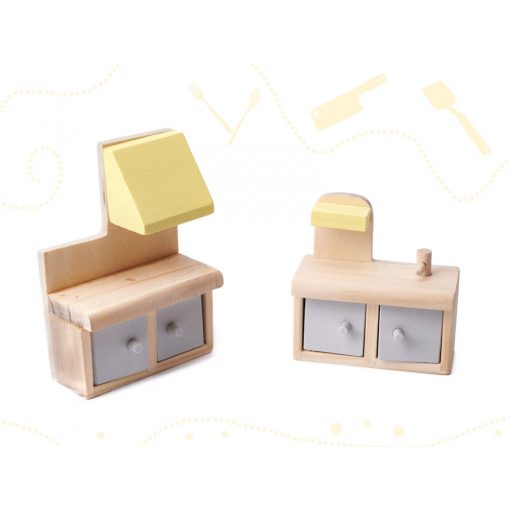 Fa Babaház + Bútor 70cm Szürke