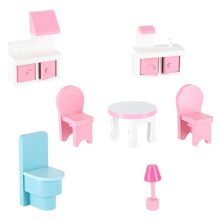 Lulilo Gardeno fa babaház kerti bútorokkal 70cm rózsaszín LED