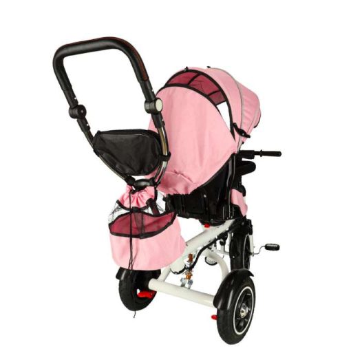 Trike Fix V3 háromkerekű, 3 az 1-ben babakocsi, 360°-ban forgatható, szabadonfutó, rózsaszín