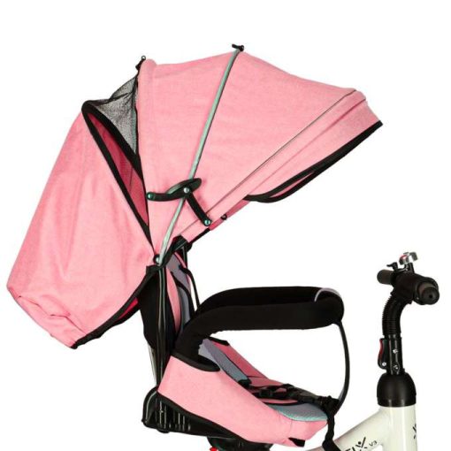 Trike Fix V3 háromkerekű, 3 az 1-ben babakocsi, 360°-ban forgatható, szabadonfutó, rózsaszín