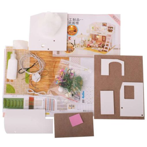 Kétszintes Babaház Fa Modell Led 