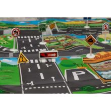 Játszószőnyeg Város Utca + Útjelző Táblák, Vízálló, Színes, 130x100cm