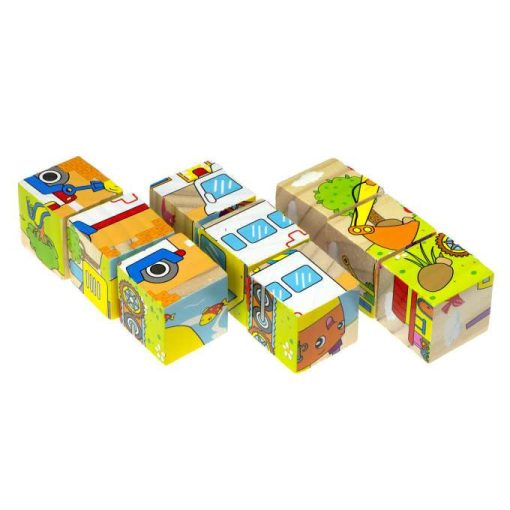 Állatos Fa Kocka Puzzle 6 Az 1 - Ben